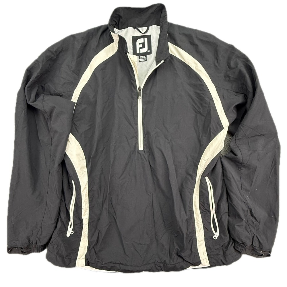 FootJoy Windbreaker Pullover Mens L‎ Black Quarter Zip Golf Jacket Mock Neck
